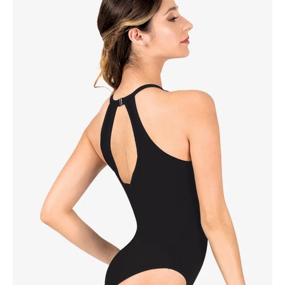 DANZNMOTION
Womens Ribbed Back Keyhole Halter Leotard (black) Size M - Picture 2 of 6